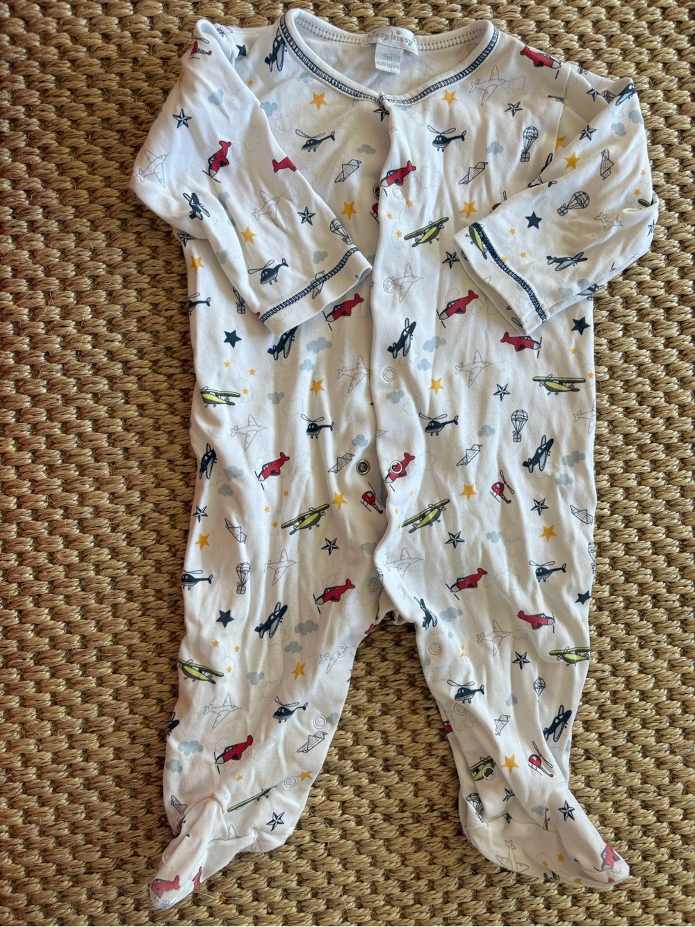 Kissy Kissy White Footed One-Piece with Airplane Print